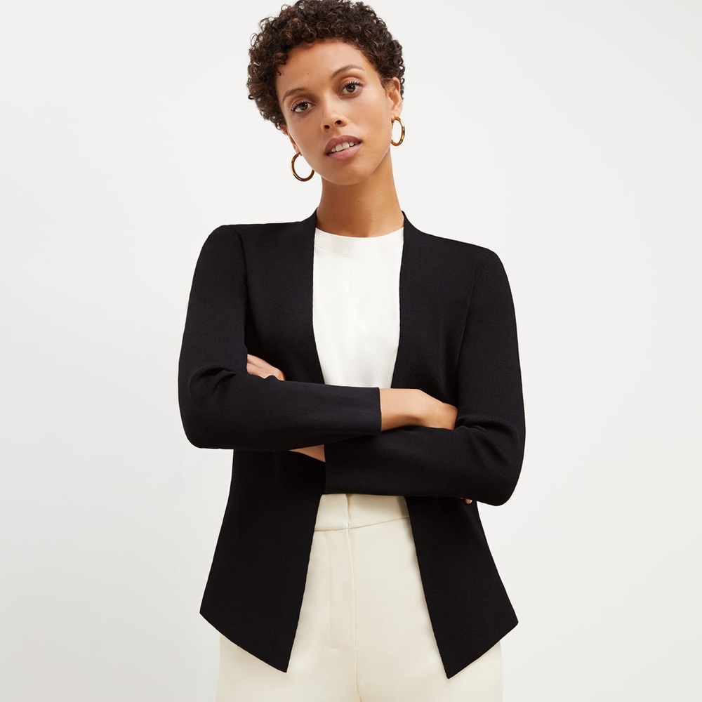 MM Lafleur Black Open-Front Ponte Blazer